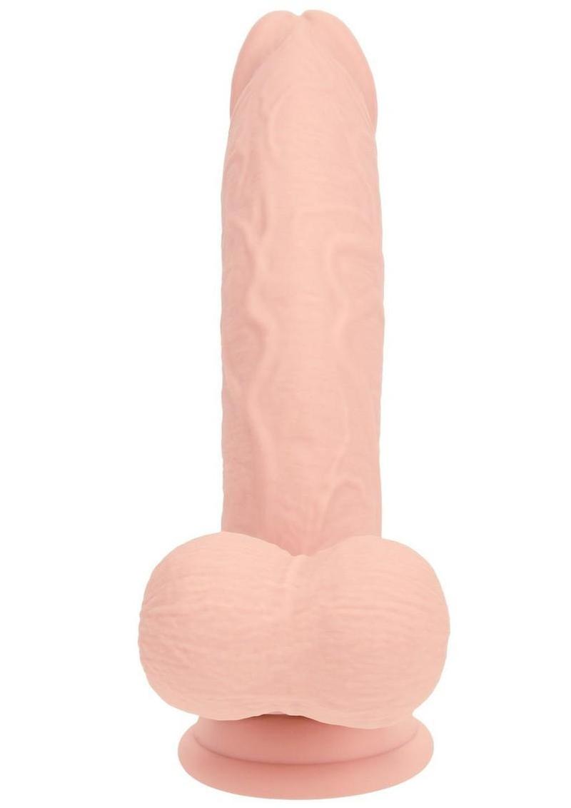 Realrock Rechargeable Silicone Dual Layered Vibrating Curved Dildo with Weighted Balls