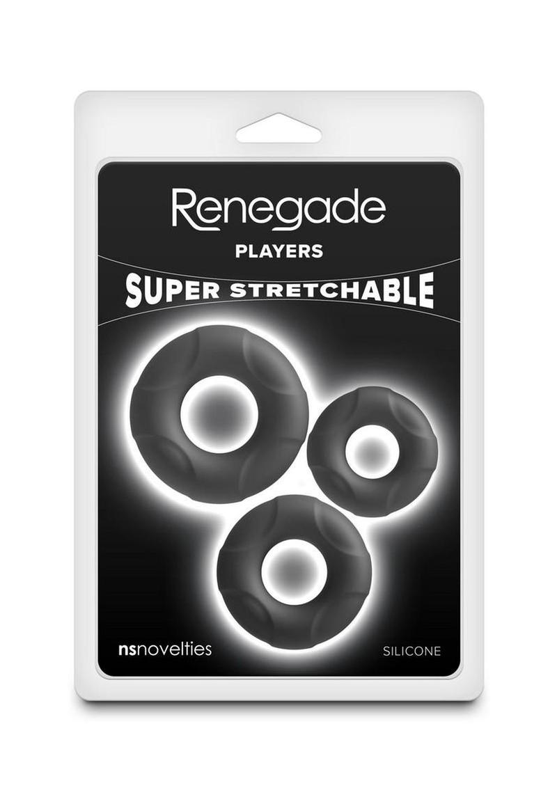 Renegade Players Silicone Flexible Cockrings - Black - 3 Piece