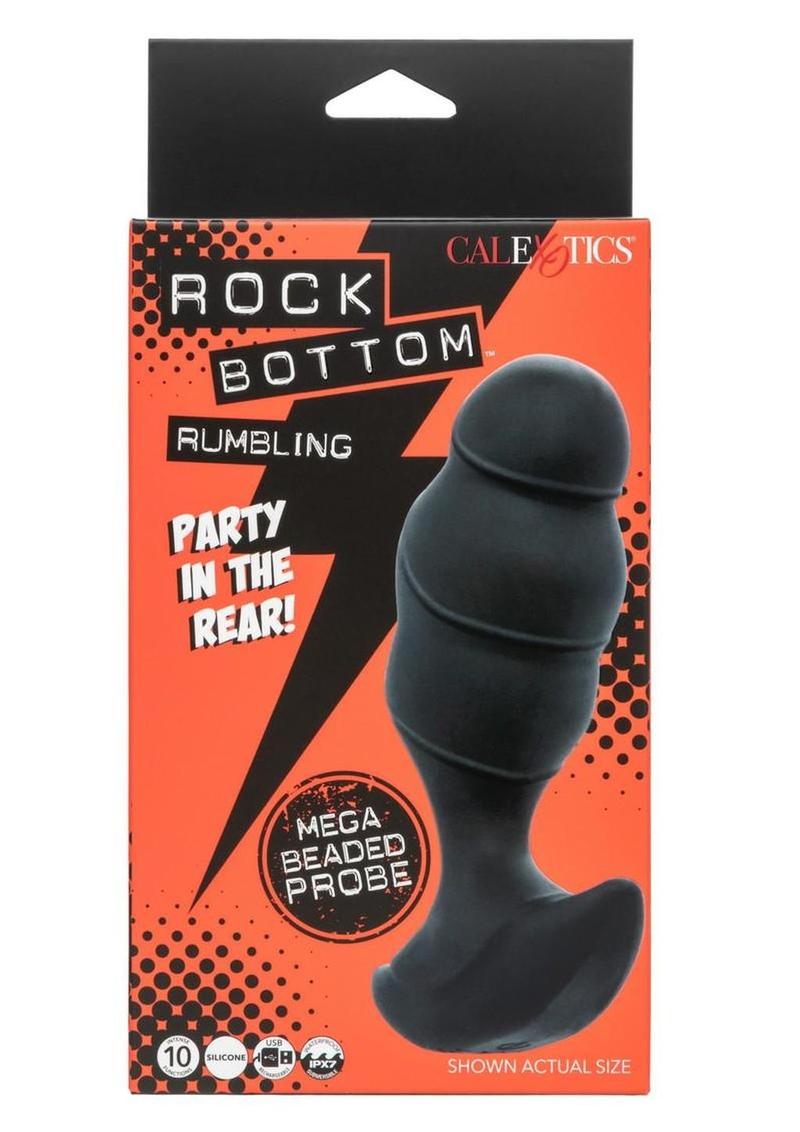 Rock Bottom Rumbling Mega Beaded Rechargeable Silicone Probe - Black