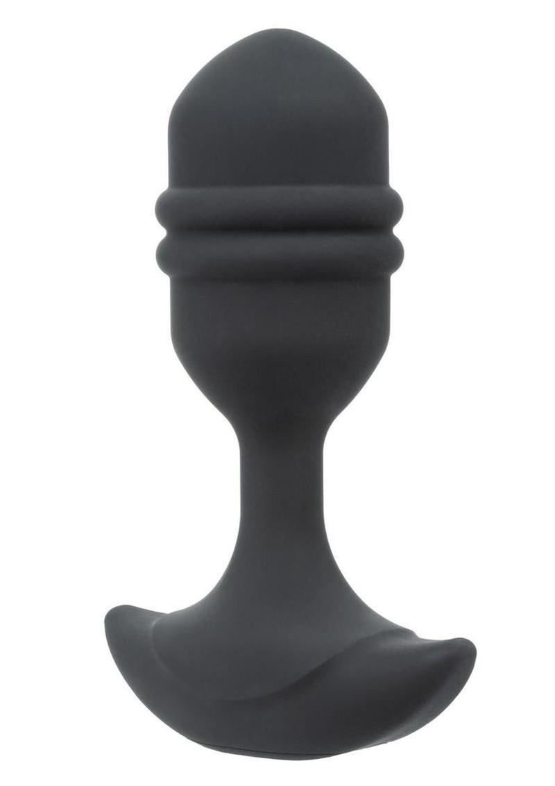 Rock Bottom Rumbling Ribbed Rechargeable Silicone Probe - Black