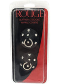 Rouge Leather Studded Nipple Covers - Black