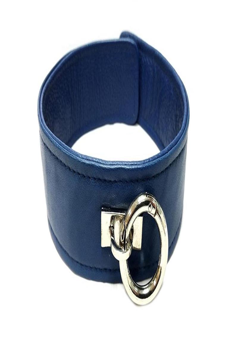 Rouge Plain Leather Adjustable Collar 1 Ring - Blue