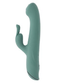 Satin Swirl Rechargeable Silicone Rabbit Vibrator with Clitoral Stimulator - Green