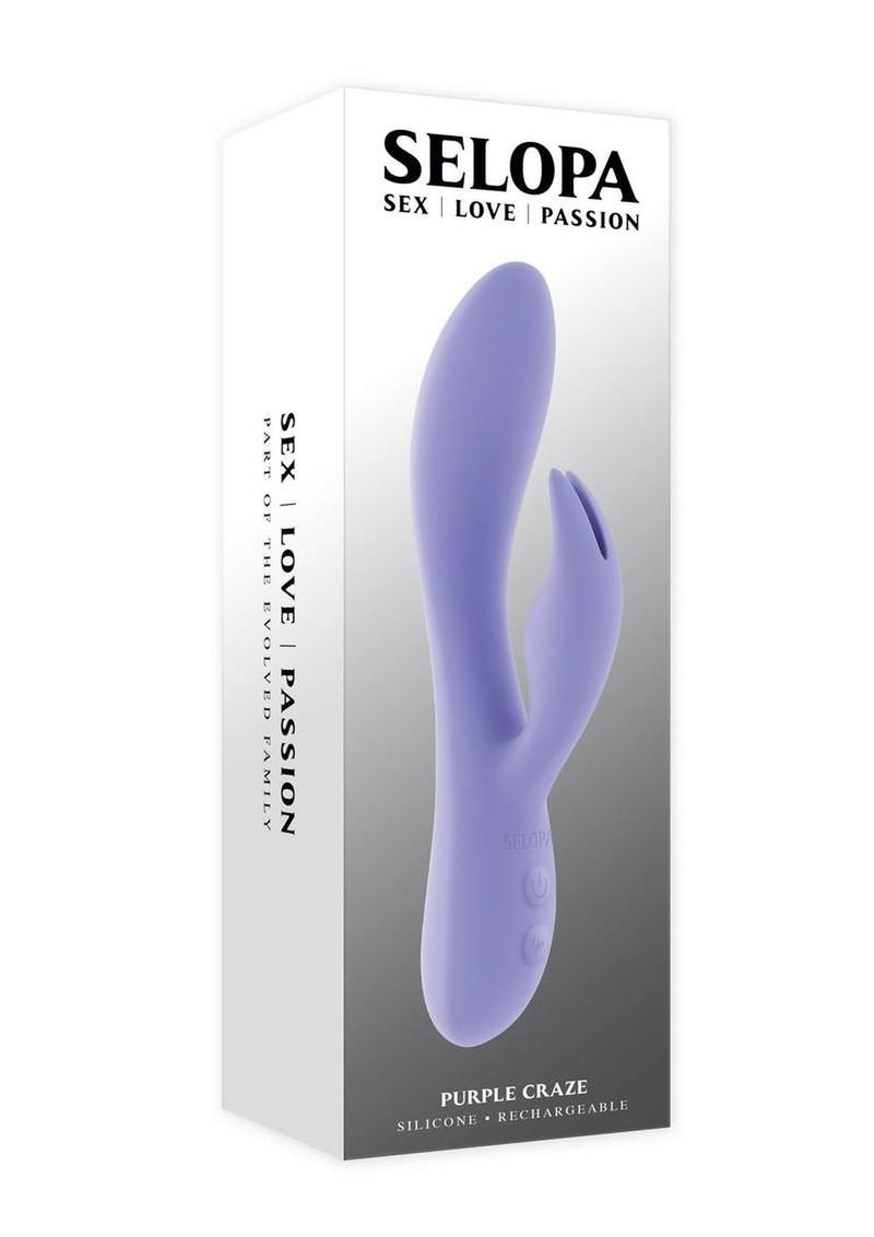 Selopa Purple Craze Rechargeable Silicone Rabbit Vibrator - Purple