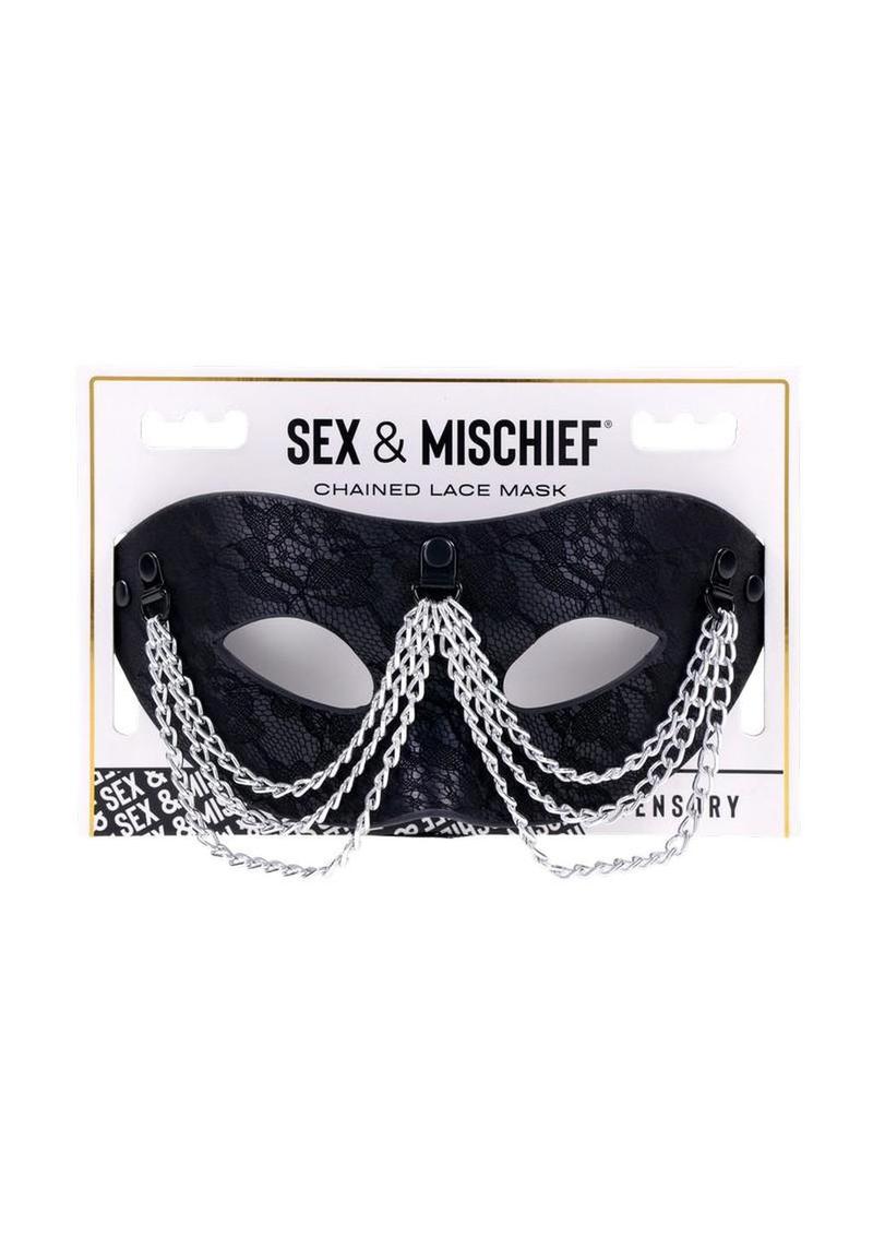 Sincerely Chained Lace Mask - Black/Metal