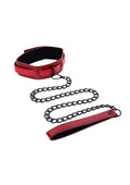 Sex and Mischief Ex's Andamp; Oh's Collar and Leash - Black/Red