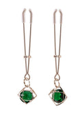 Sex and Mischief Indica Crystal Nipple Clips - Gold/Green