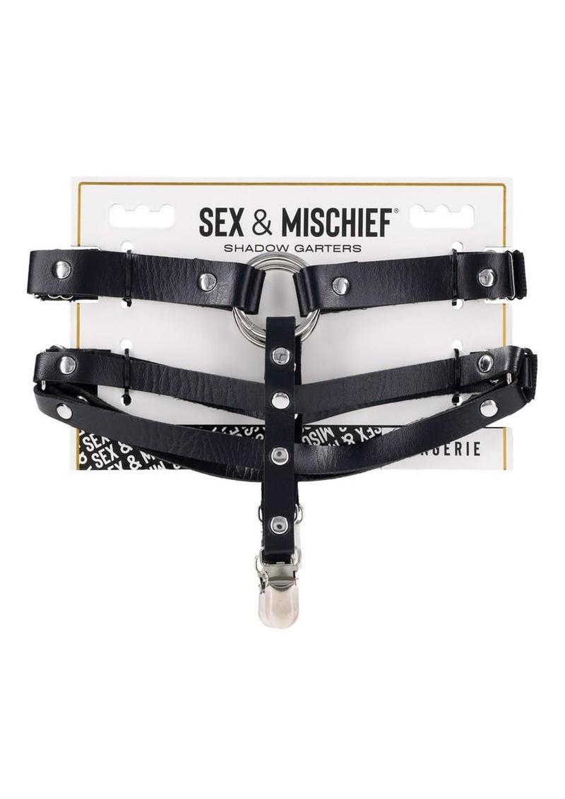 Sex and Mischief Shadow Garters - Black/Silver