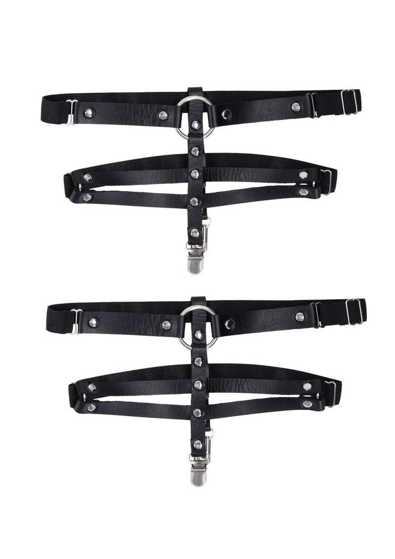 Sex and Mischief Shadow Garters - Black/Silver