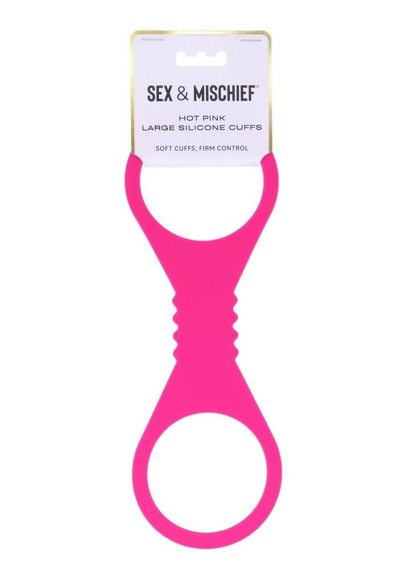 Sex and Mischief Silicone Cuffs - Hot Pink/Pink - Large