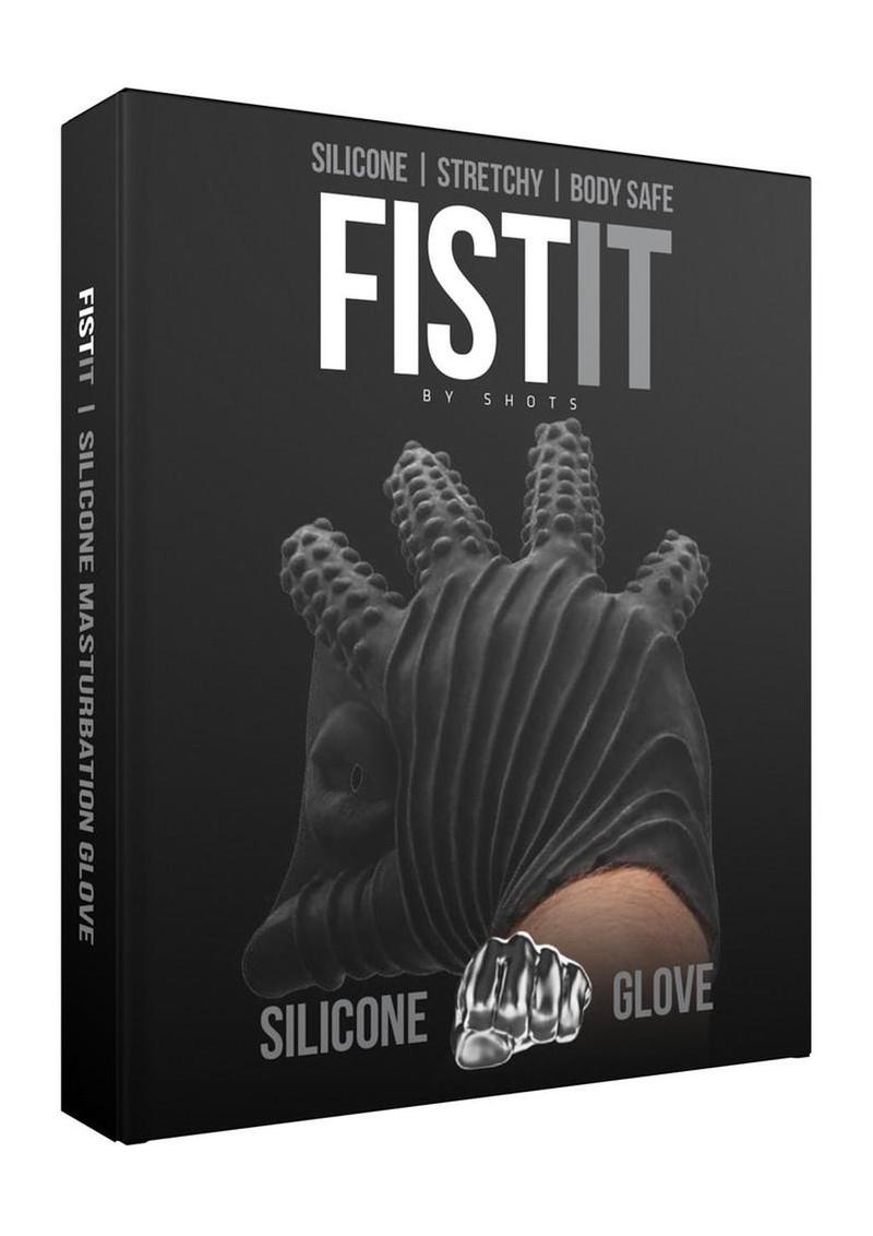 Shots Fist It Masturbation Silicone Textured Glove - Black