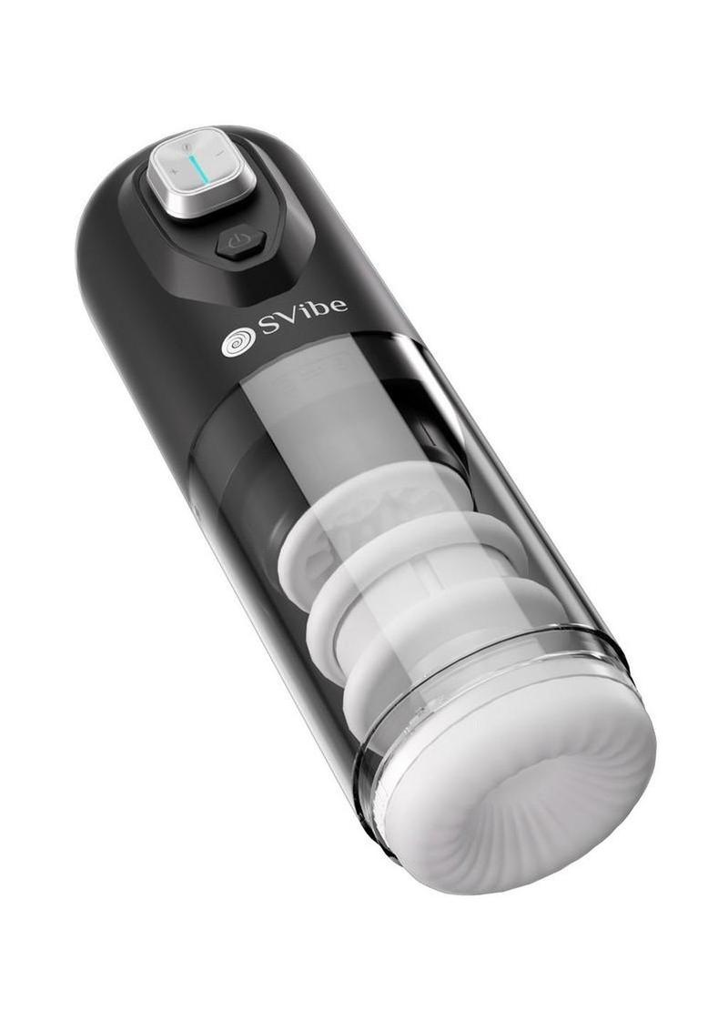 Svibe Ikon Spark Rechargeable Thrusting Rotating Masturbator - Black/Clear