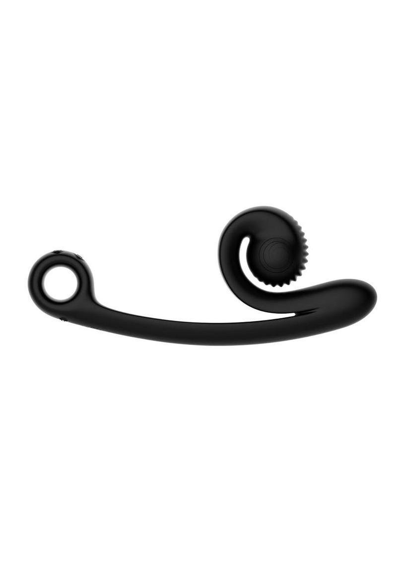 Svibe Snail Curve Rechargeable Silicone Vibrator with Clitoral Stimulator - Black