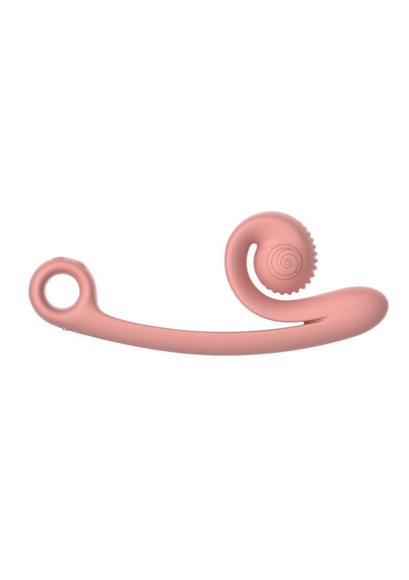 Svibe Snail Curve Rechargeable Silicone Vibrator with Clitoral Stimulator - Peachy - Pink