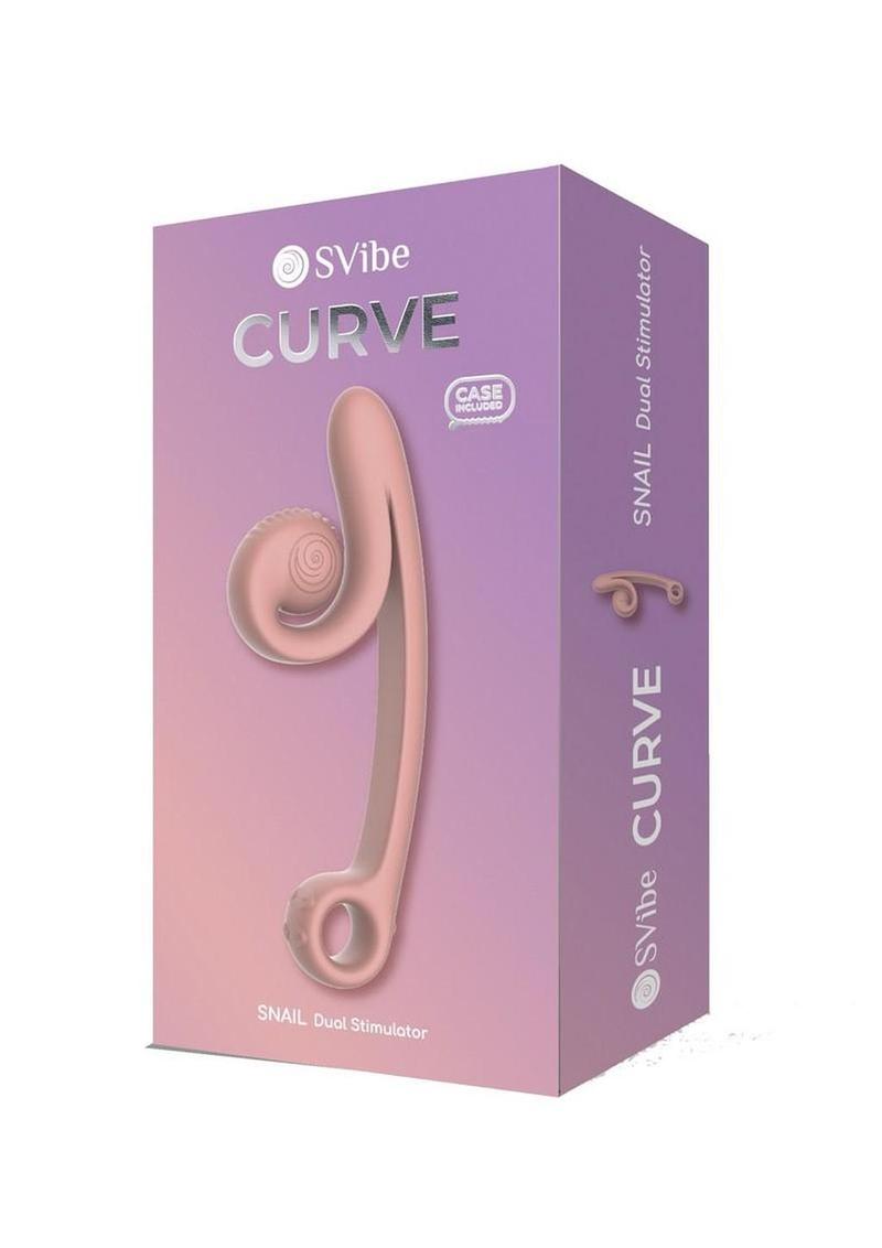 Svibe Snail Curve Rechargeable Silicone Vibrator with Clitoral Stimulator - Peachy - Pink