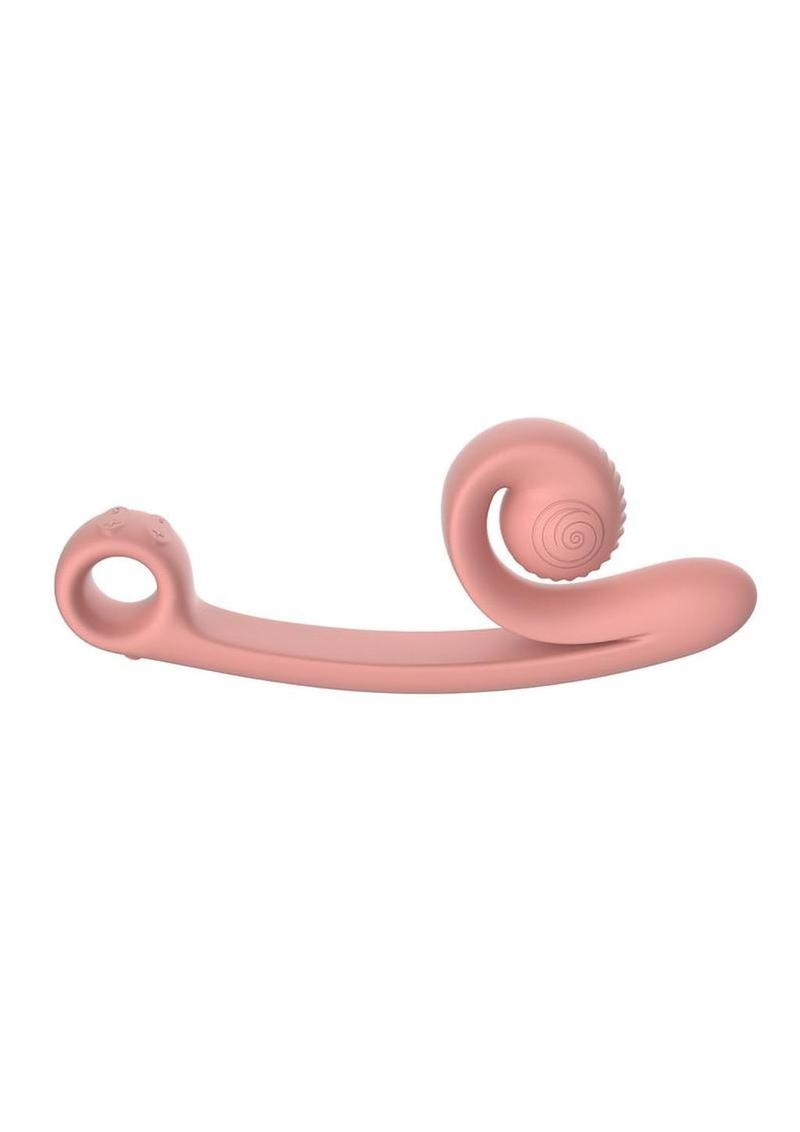 Svibe Snail Curve Rechargeable Silicone Vibrator with Clitoral Stimulator - Peachy