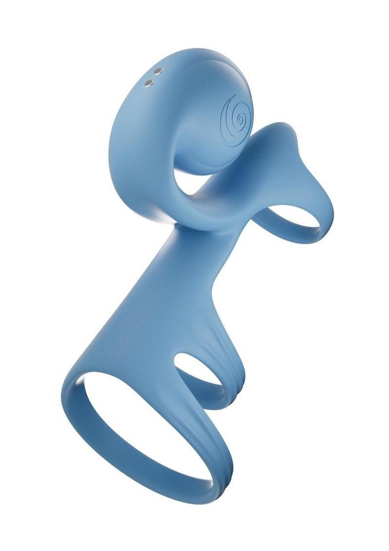 Svibe Snail Jovi Arc Rechargeable Silicone Couples Triple Ring with Remote - Blue Haze - Blue