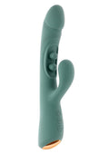 Tapped Out Rechargeable Silicone Vibrator with Stimulator - Green