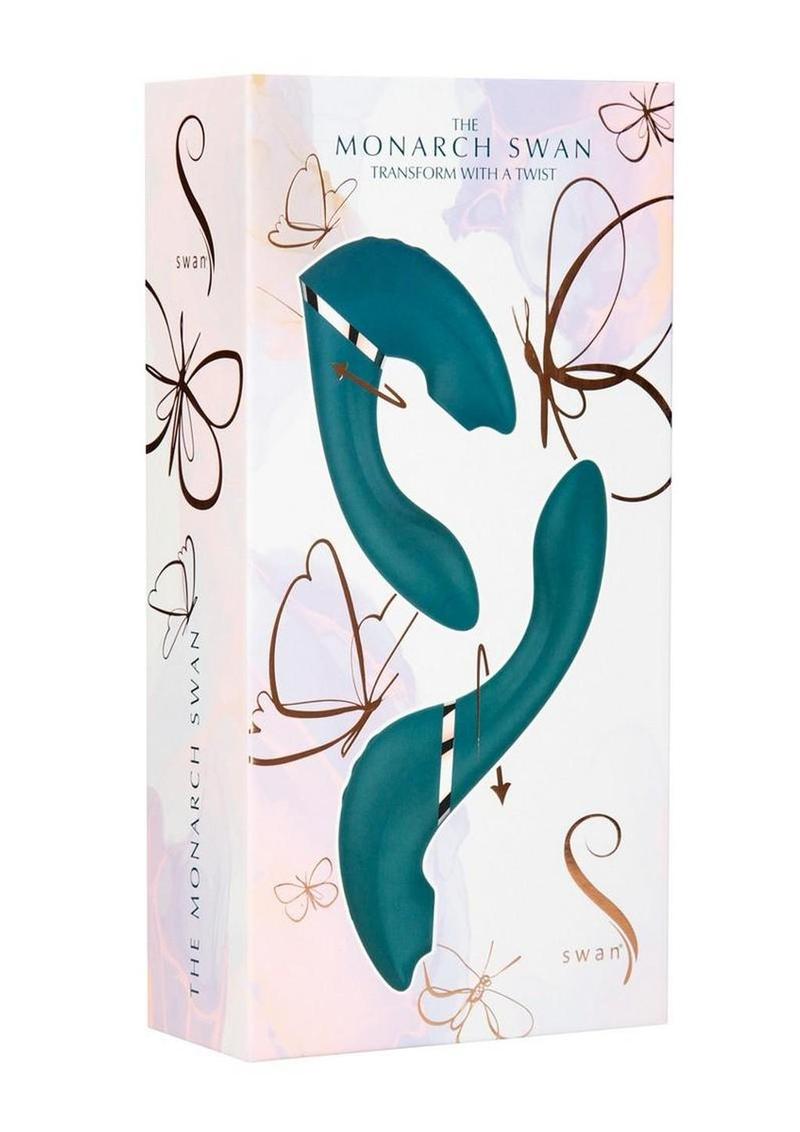 The Monarch Swan Rechargeable Silicone Transform Vibrator - Teal