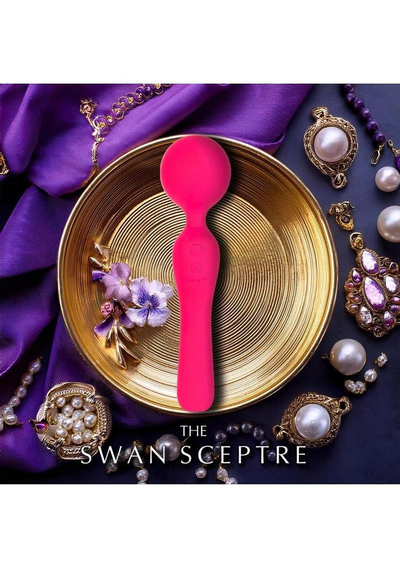 The Swan Sceptre Rechargeable Silicone Dual End Wand Massager