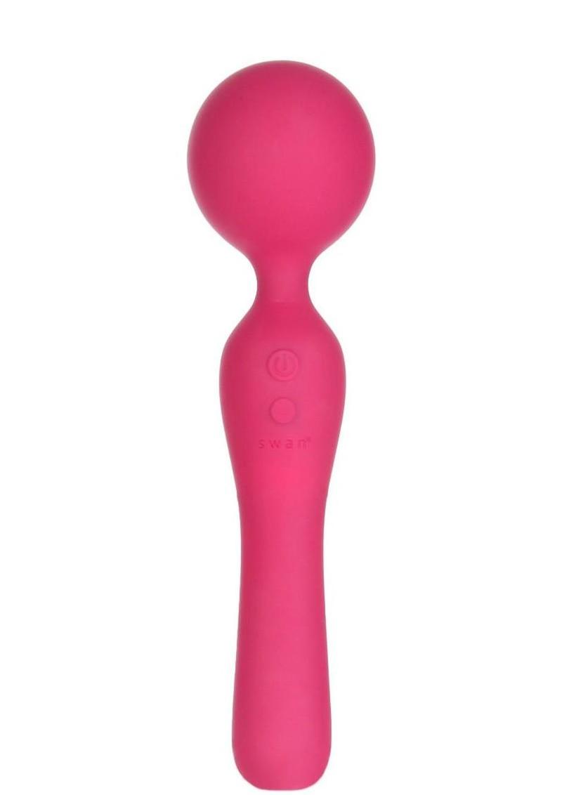 The Swan Sceptre Rechargeable Silicone Dual End Wand Massager - Berry