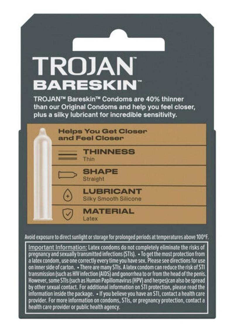 Trojan Bareskin Premium Lubricated Latex Condoms - 3-Pack