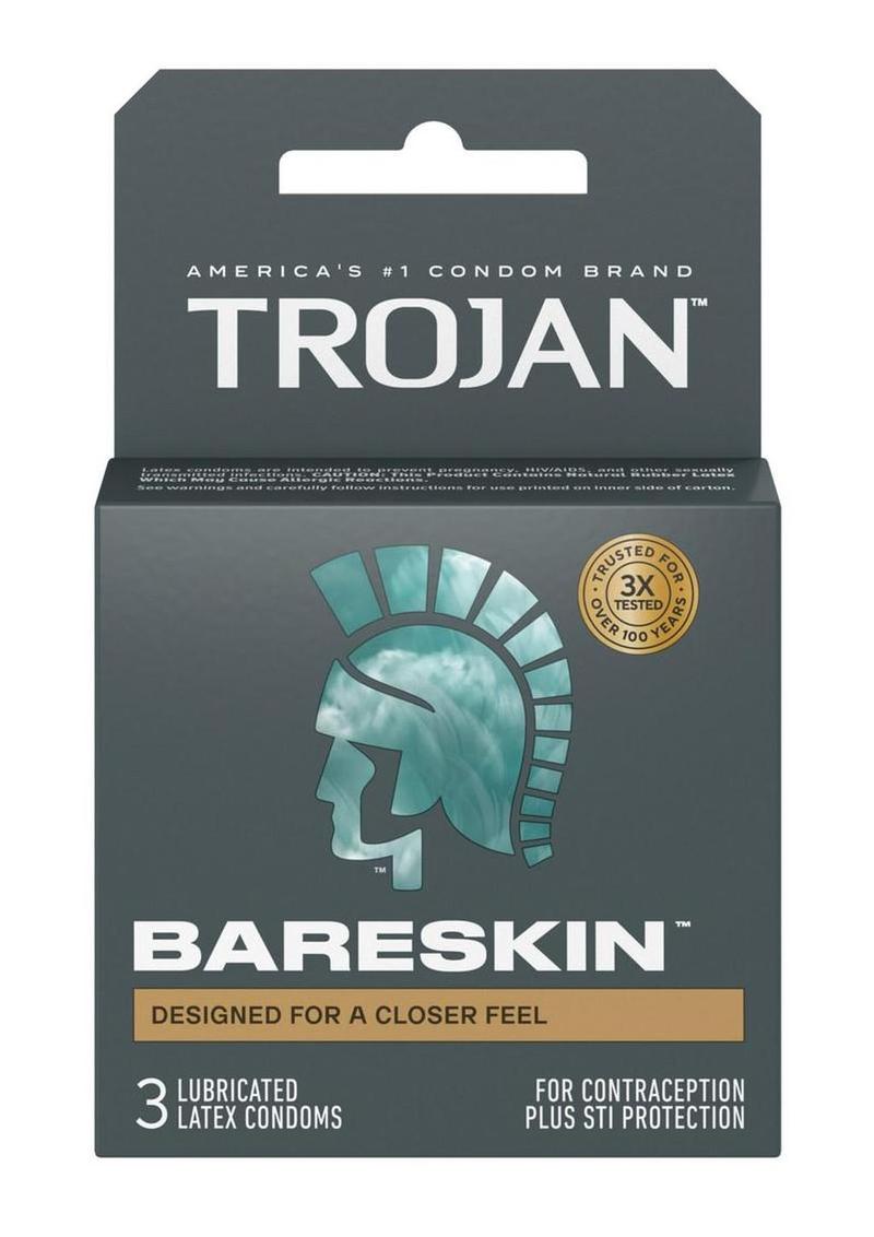 Trojan Bareskin Premium Lubricated Latex Condoms - 3-Pack