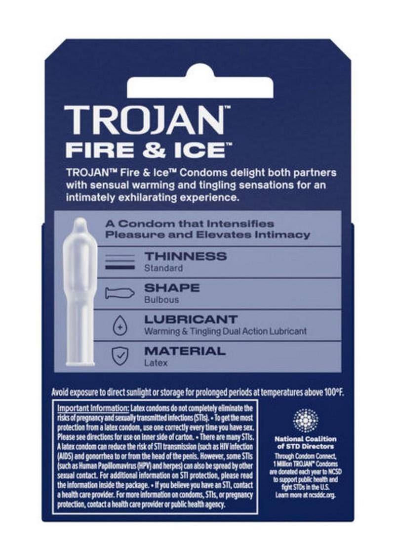 Trojan Condom Pleasures Fire and Ice Dual Action Lubricant - 3 Pack