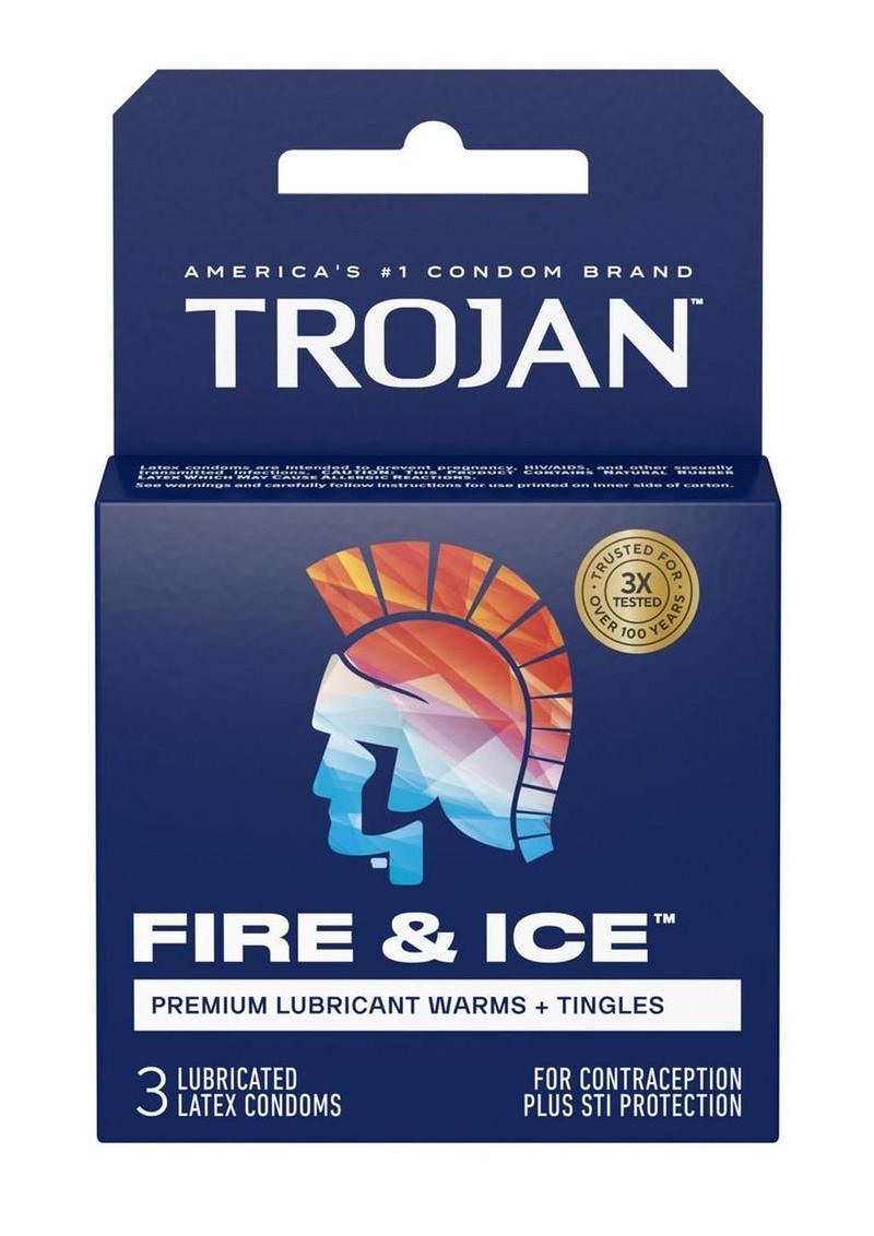Trojan Condom Pleasures Fire and Ice Dual Action Lubricant - 3 Pack