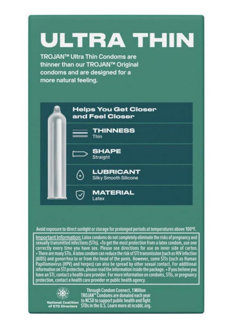 Trojan Condom Sensitivity Ultra Thin Lubricated - 12 Pack