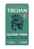 Trojan Condom Sensitivity Ultra Thin Lubricated - 12 Pack