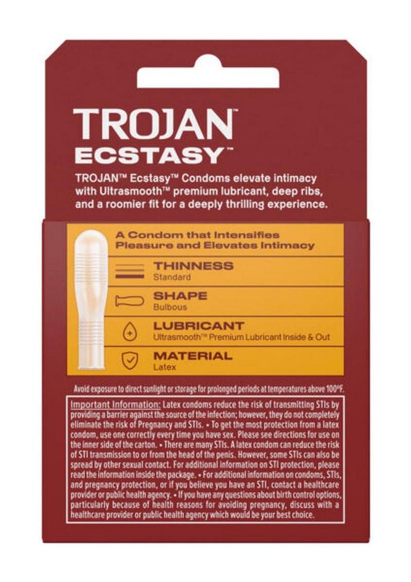 Trojan Condom Stimulations Ecstasy Lubrciated - 2 Pack