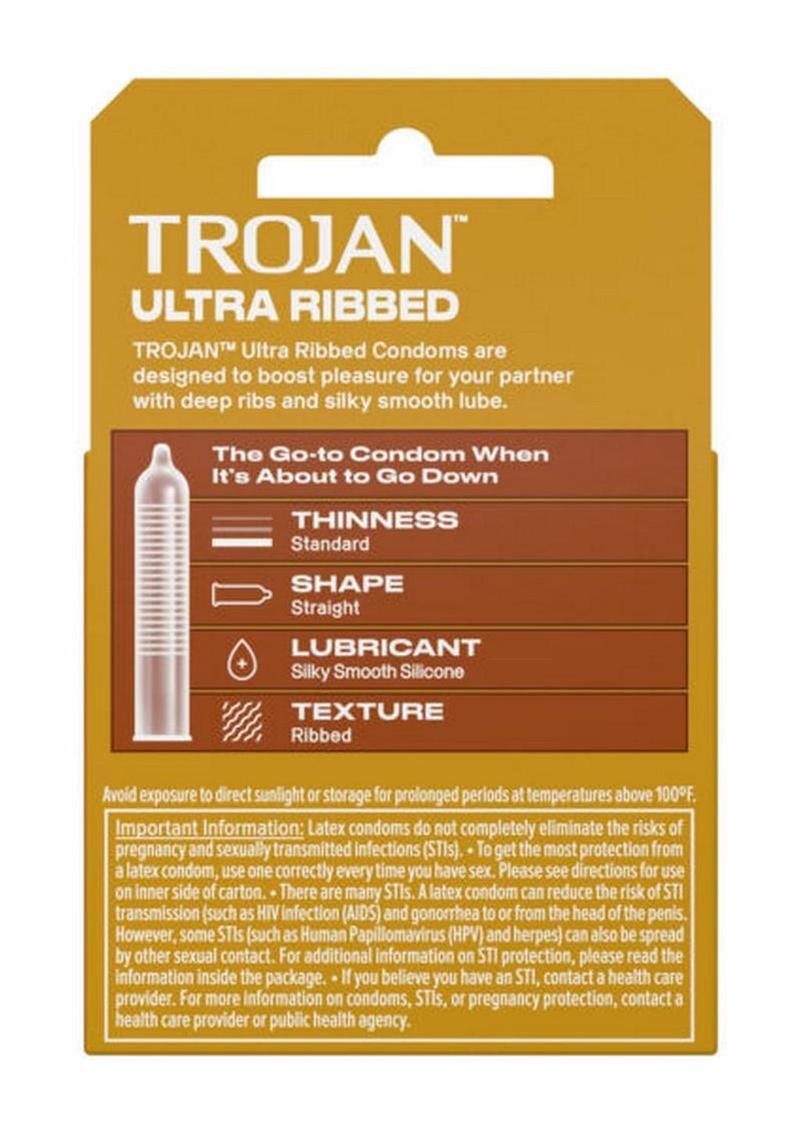Trojan Condom Stimulations Ultra Ribbed Lubricated - 3 Pack