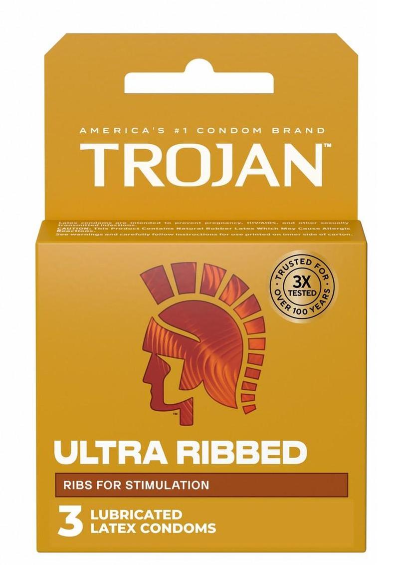 Trojan Condom Stimulations Ultra Ribbed Lubricated - 3 Pack