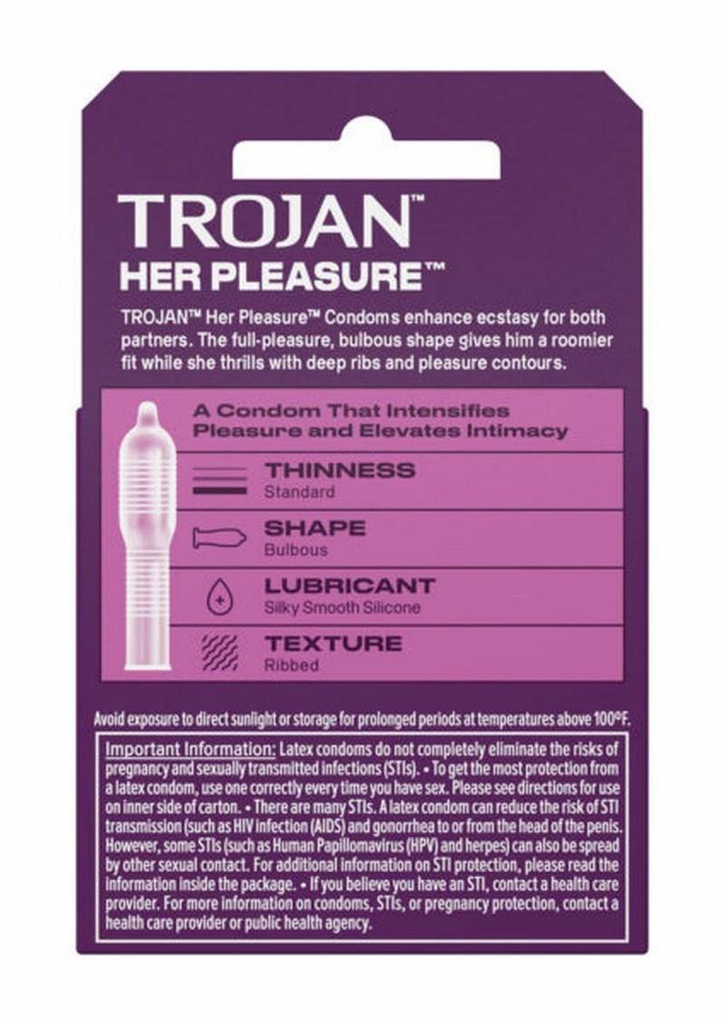 Trojan Her Pleasure Sensations Condom Lubricated - 3 Pack