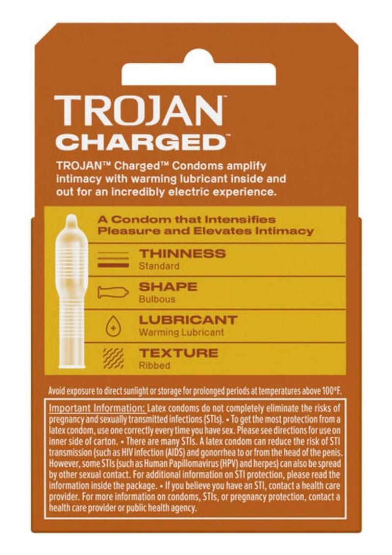 Trojan Intensified Charged Orgasmic Pleasure Condoms - 3pk
