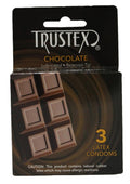Truste Lubricated Reservoir Tip Flavored Latex Condom Chocolate - Chocolate - 3 Per Box