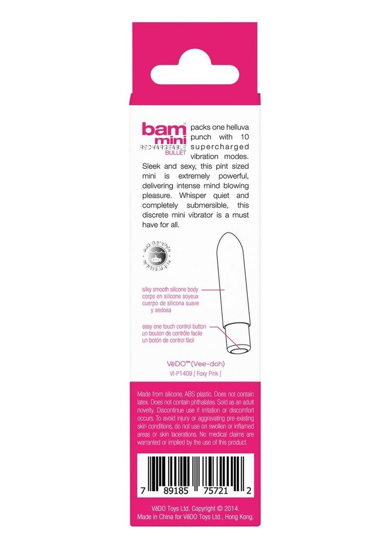 Vedo Bam Mini Rechargeable Silicone Bullet Vibrator - Foxy