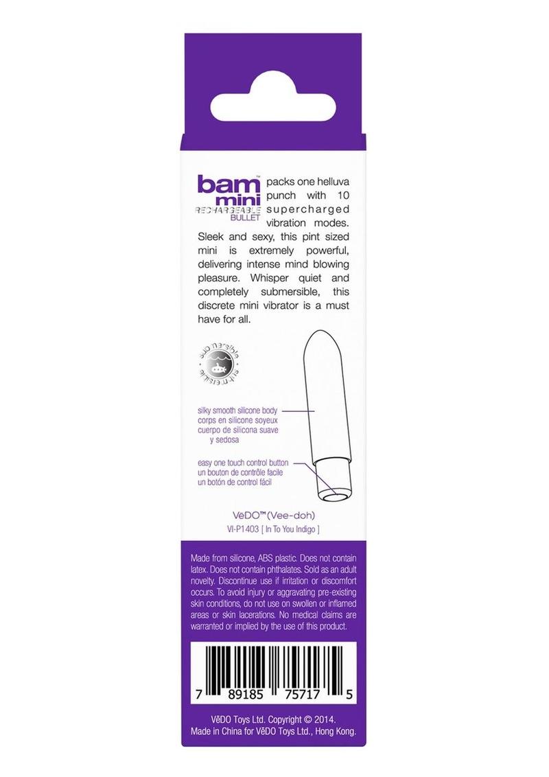 Vedo Bam Mini Rechargeable Silicone Bullet Vibrator - Into You
