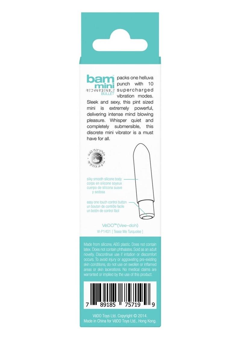 Vedo Bam Mini Rechargeable Silicone Bullet Vibrator - Tease Me