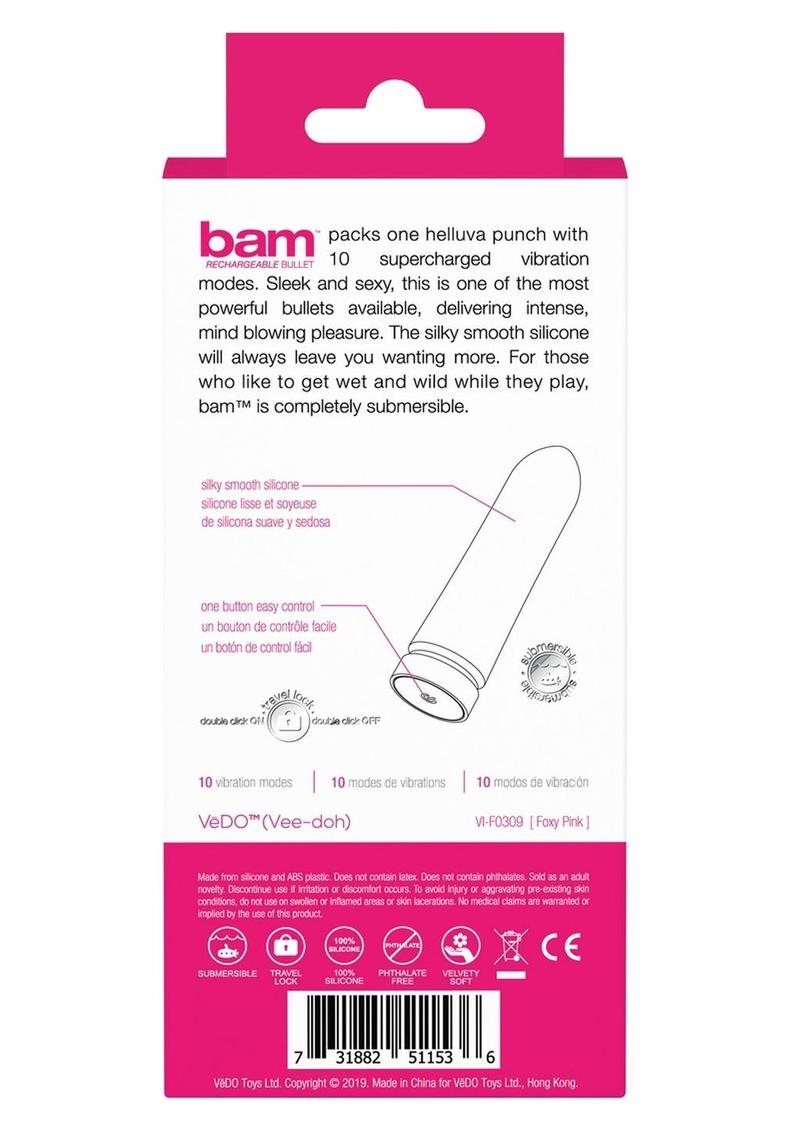 Vedo Bam Rechargeable Silicone Bullet Vibrator - Foxy