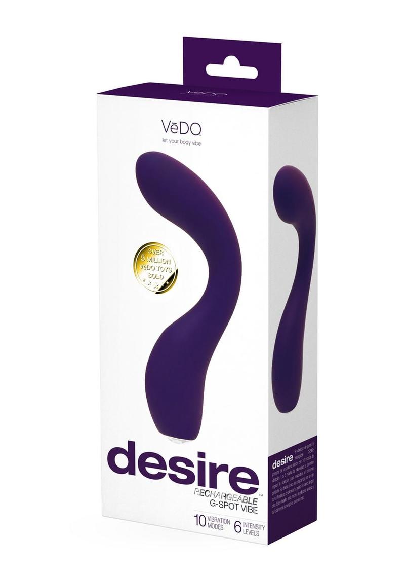 Vedo Desire Rechargeable Silicone G-Spot Vibrator - Purple