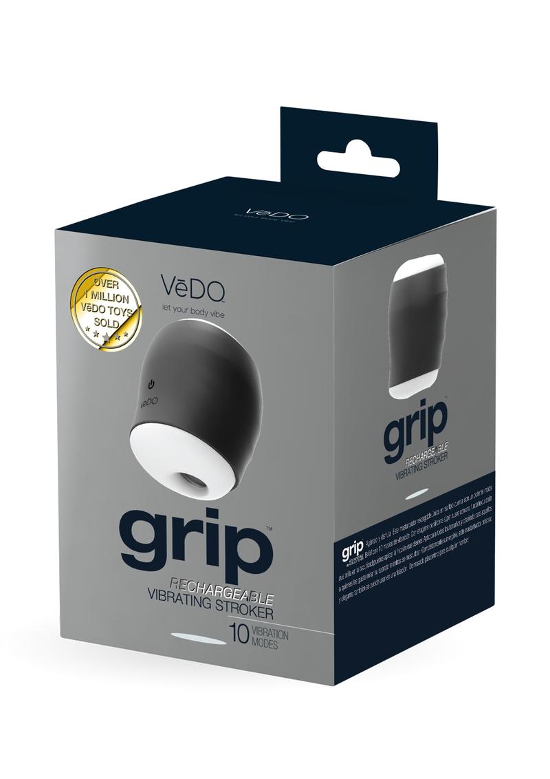 Vedo Grip Rechargeable Silicone Vibrating Sleeve - Just - Black/Glow In The Dark