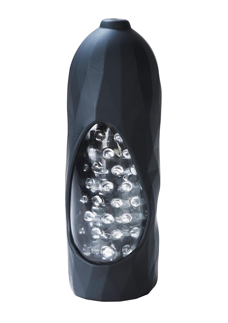 Vedo Hummer 2.0 Silicone Rechargeable Vibrating Stroker - Crystal Clear/Black Pearl - Black/Clear