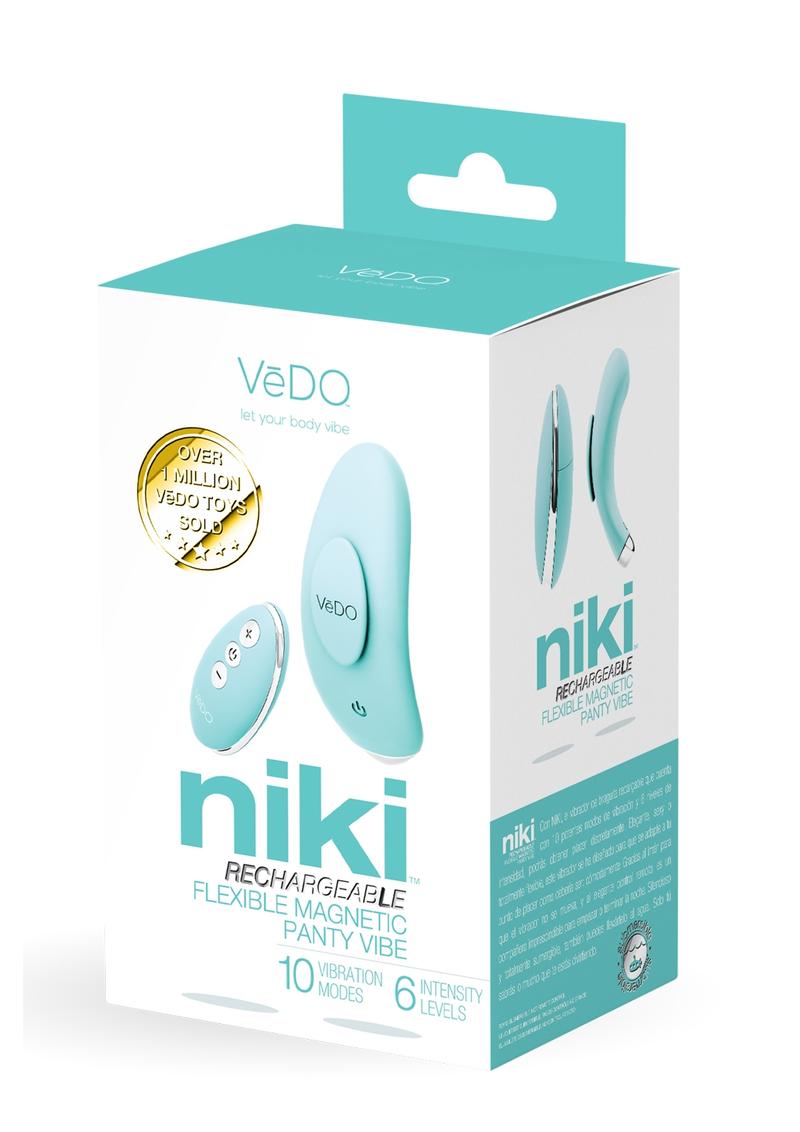 Vedo Niki Rechargeable Silicone Panty Vibe - Tease Me - Blue/Turquoise