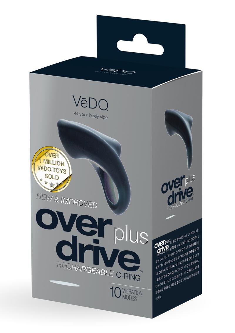 Vedo Overdrive Plus Rechargeable Vibrating Silicone Cock Ring - Just - Black