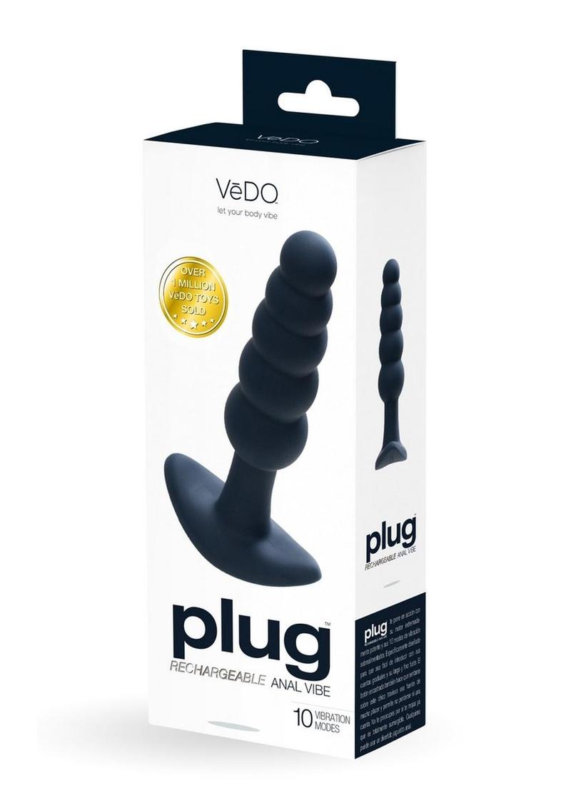 Vedo Plug Rechargeable Silicone Anal Plug - Black