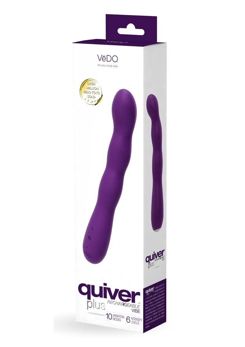 Vedo Quiver Plus Rechargeable Silicone Vibrator - Deep Purple/Purple