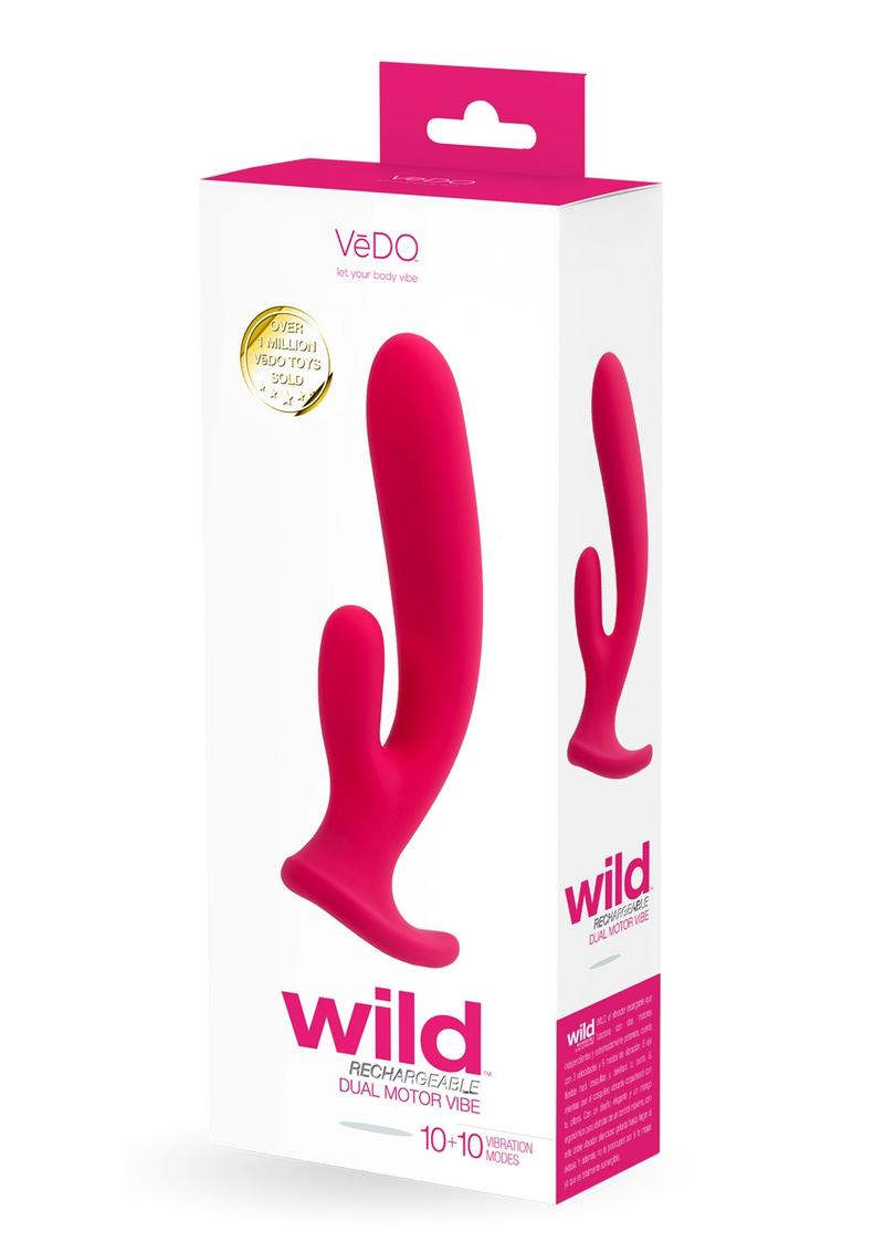 Vedo Wild Rechargeable Silicone Dual Vibrator - Pink