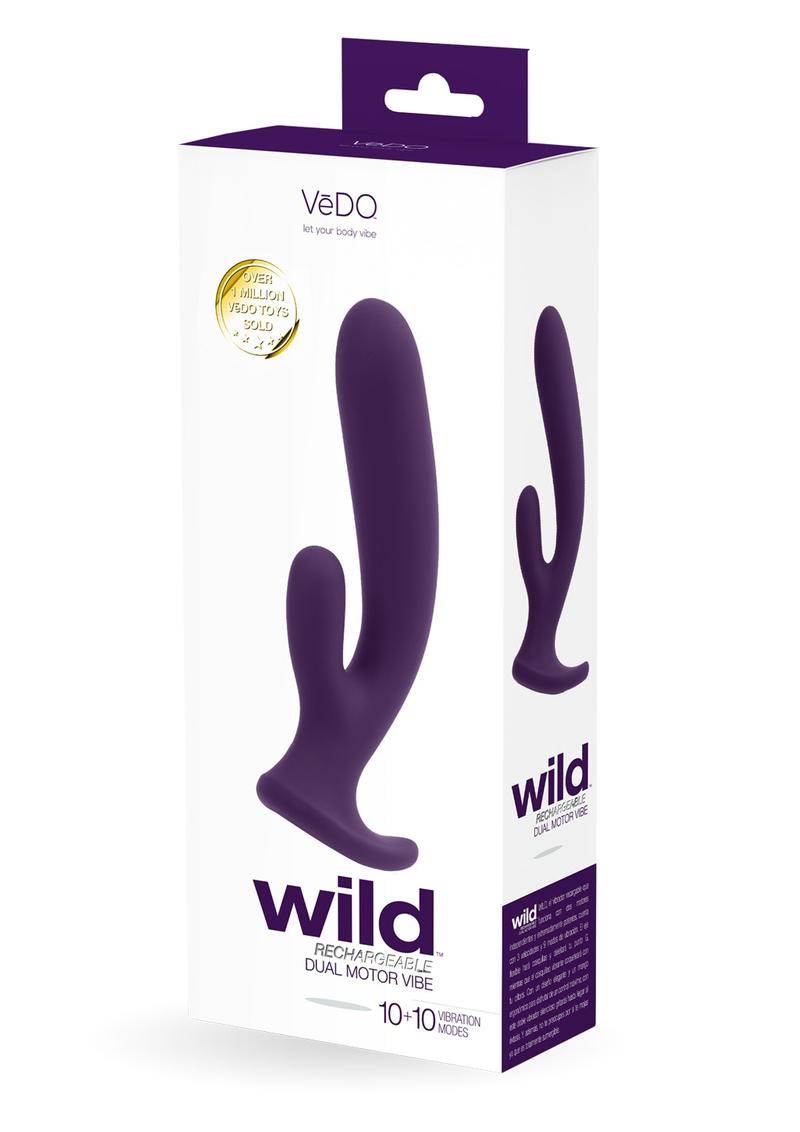 Vedo Wild Rechargeable Silicone Rabbit Vibrator - Purple